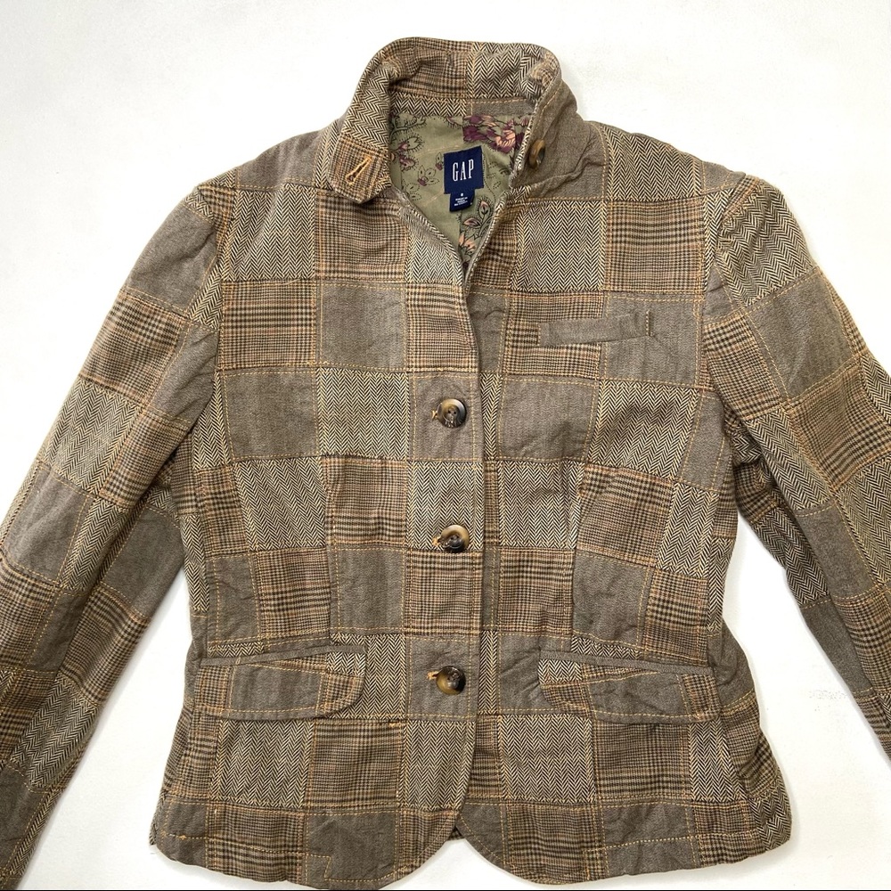 Gap Tweed Houndstooth Patchwork Jacket - image 2